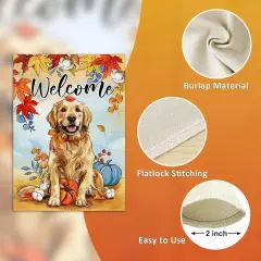 12 x 18inch - Welcome Fall Garden Yard Flag(Golden Retriever)