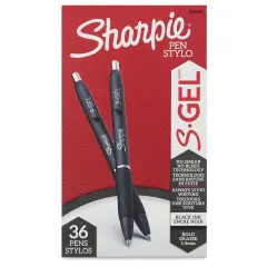 Sharpie S-Gel Pens - Black, 1.0 mm, Pkg of 36