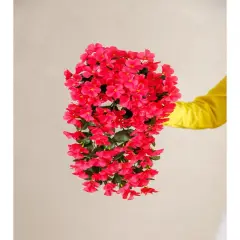Artificial Hanging Flowers Plants for Outdoor Spring Decoration Silk Violet Vines for Outside Summer Decoration Purple Orchid Fake Flowers Porch Planter Balcony Hot pink