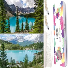 2 Pack Rolled Canvas Wall Art Easy Painting by Numbers Kit,12x16inch(255-256)