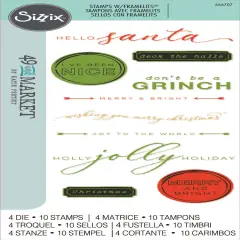 Sizzix Clear Stamps With Framelits Die By 49 And Market-Jolly Sentiments