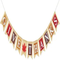 Burlap Give Thanks Banner Decoration