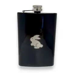 8oz BLACK Follow the White Rabbit Flask
