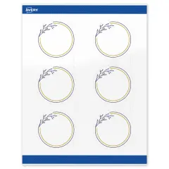 Avery Printable Round Labels, Gold & Navy Border with Florals, 3" Diameter, Glossy White Round Labels, Permanent, Laser/Inkjet, 60ct, Great for Product Labels