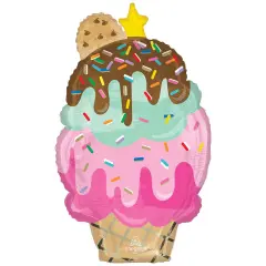 Anagram&reg; 30 Inch Here's The Scoop Cone Foil Mylar Balloon