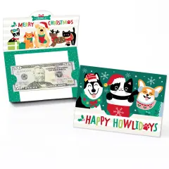 Big Dot of Happiness Christmas Pets - Cats and Dogs Holiday Party Money And Gift Card Holders - Set of 8