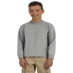 JERZEES&reg; Dri-Power Youth Poly Cotton Long Sleeve Crewneck T-Shirt Oxford