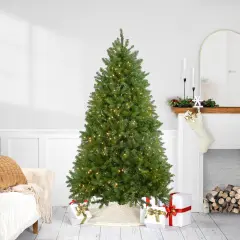 Northlight 6.5' Pre-Lit Full Northern Pine Artificial Christmas Tree - Warm Clear LED Lights Green
