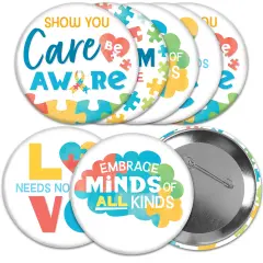 Big Dot of Happiness Autism Acceptance Buttons - Awareness Badge - 3-inch Pinback Buttons - Set of 8