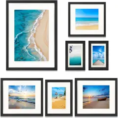 7 Pack Picture Frames Collage Wall Decor, Gallery Wall Frame Set for Wall Mounting or Tabletop Display, Multi Sizes Including 16x20-1, 11x14-2, 8x10-2，5x7-2 Family Photo Frames,Made of Solid Wood，Black