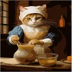 Paint by Numbers for Adults Beginners, DIY Paint by Numbers on Canvas for Kids, Oil Painting Kits for Gift Home Wall Decor, 10 Brushes and Acrylic Paint, 16x20 Inch, (Maid Cat, Unframed)