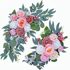 2PCS Artificial Flower Floral Swag for Decoration,Wedding Welcome Sign,Wedding Arch Flowers