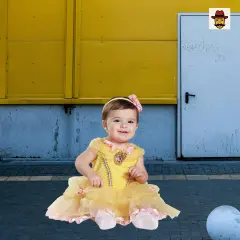 Baby Belle Costume Golden Sparkle Dress Tutu Pink Ribbon Headband