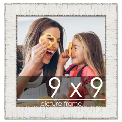 Square Ornate White Picture Frame - UV Acrylic, Foam Board Backing, Hanging Hardware