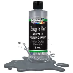Pouring Masters Silver Dollar Metallic Ready to Pour Acrylic Pouring Paint - Premium 8-Ounce Pre-Mixed Fluid Acrylic Paint - Fluid Art Supplies for Canvas, Wood, Paper, Tile & Rocks