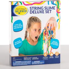 String Slime Deluxe Kit, Includes Pink, Blue, Yellow & Clear (3.4 oz. Each) &ndash; DIY Slime Science Experiment Kit for Kids, Learn/Teach Science of Polymers, Exciting STEM Activity
