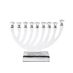 Polished Metal Candle Menorah By Kinor Decor Silver