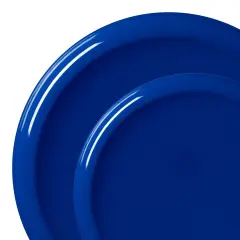 Solid Blue Flat Round Disposable Plastic Dinnerware Value Set (120 Guests)