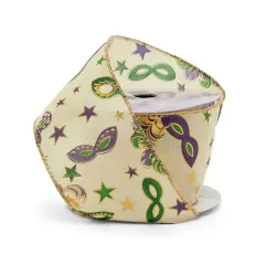 Mardi Gras Mask Wired Ribbon 2.5" x 10 Yards