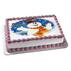 Frosty the Snowman Snowflakes and a Magic Hat Christmas Edible Cake Topper Image 1/4 sheet