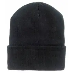 Solid Wing Black Knit Cap Classic Warmth in a Single Piece