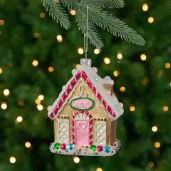 Northlight 4.5" Glittered Gingerbread House Glass Christmas Ornament Brown