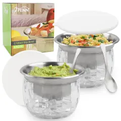 7Penn Cocktail Shrimp Serving Dish with Ice Chamber 2pk - 20oz Stainless Bowl