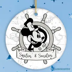 Sailin' and Smilin' Quote Christmas Ornament, Vintage Steamboat Willie Keepsake