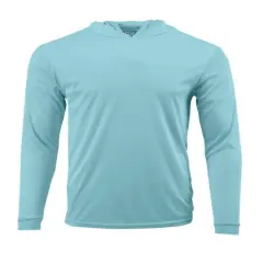Paragon&reg; Youth Bahama Performance Hooded Long Sleeve T Shirt Aqua Blue