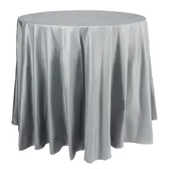 Silver Round Disposable Plastic Tablecloths - 84" (96 Tablecloths)
