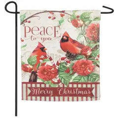 Christmas Peace To You Garden Flag 2 Sided Cardinals