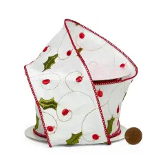 Holly Berries Wired Ribbon 2.5" x 10 Yards