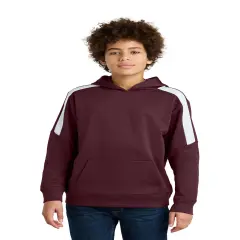Sport-Tek&reg; Youth Fleece United Pullover Hoodie Maroon/ White