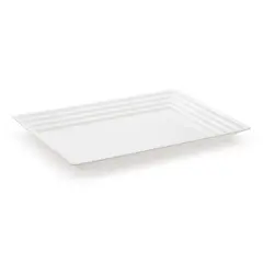 White Rectangular with Groove Rim Plastic Serving Trays - 11" x 16" (24 Trays)