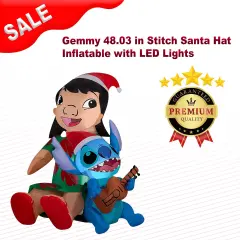 Gemmy 48.03 in Stitch Santa Hat Inflatable with LED Lights