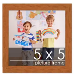Square Slim Profile Brown Picture Frame - UV Acrylic, Foam Board Backing, Hanging Hardware