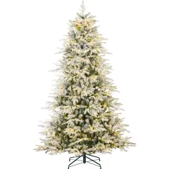 Best Choice Products Pre-Lit Flocked Full Aspen Noble Fir Christmas Tree w/ 2-in-1 Glowing LEDs