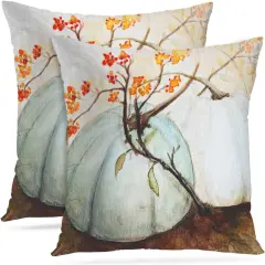 Set of 2 Blue Gray Pumpkin Throw Pillow Cover 18x18 Inches