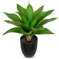 13'' Artificial Agave Plants Realistic Potted Faux Agave Plants 16-Leaf Small Crown Succulent Fake Plants in Black Pot Houseplant for Home Decor Farmhouse Indoor Outdoor Patio