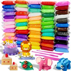 Air Dry Clay - 64 Pack Modeling Clay Kit with 3 Sculpting Tools,Safe & Non-Toxic,DIY Magic Toys Gift for Boys,Girls,Kids - 32 Colors