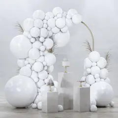 White Balloons 99 pcs Different Sizes Pack of 36 18 12 10 5 Inch Matte White Latex Balloon Arch Kit Garland for Wedding Bridal Graduation Baby Shower Birthday Party Decorations White-Y13