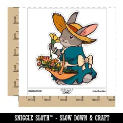 Water Bottle Sticker Set Bunny Rabbit Flower Basket Dress Sun Hat Cute Waterproof Vinyl Stickers Pack Decal, Skateboard, Laptop, Car, Window, Bumper - 5 Pack