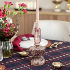 Amber Ribbed Free Form Candle Holder By Kinor Decor