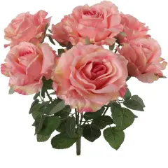 Pink Silk Rose Bush - 20" Lush Artificial Flowers 2-Pack