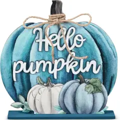 Thanksgiving Decoration Wooden Fall Hello Pumpkin Sign,11 Inch