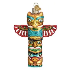 Old World Christmas 4.25 In Totem Pole Christmas Tree Ornament , Native Americans Multicolored