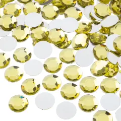John Bead 12mm (SS50) Round Acrylic Flat Back Rhinestones, 400pcs Yellow
