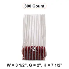 Striped Cello Bags 3 1/2''x2"x7 1/2" for Gifts and Parties