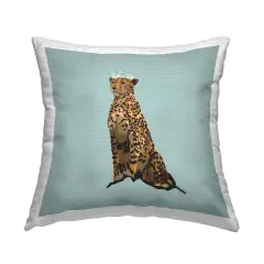 Leopard with Elegant Crown Design by Amelia Noyes Outdoor Printed Pillow 