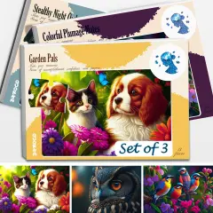 13 Pcs Dementia Puzzles for Elderly | 3 Alzheimers with Birds, Cats